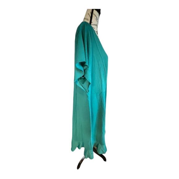 NWOT IssacMizeahive Long Swing Dress w/Ruffle Hem Sz 2XP Teal Green - Picture 4 of 10